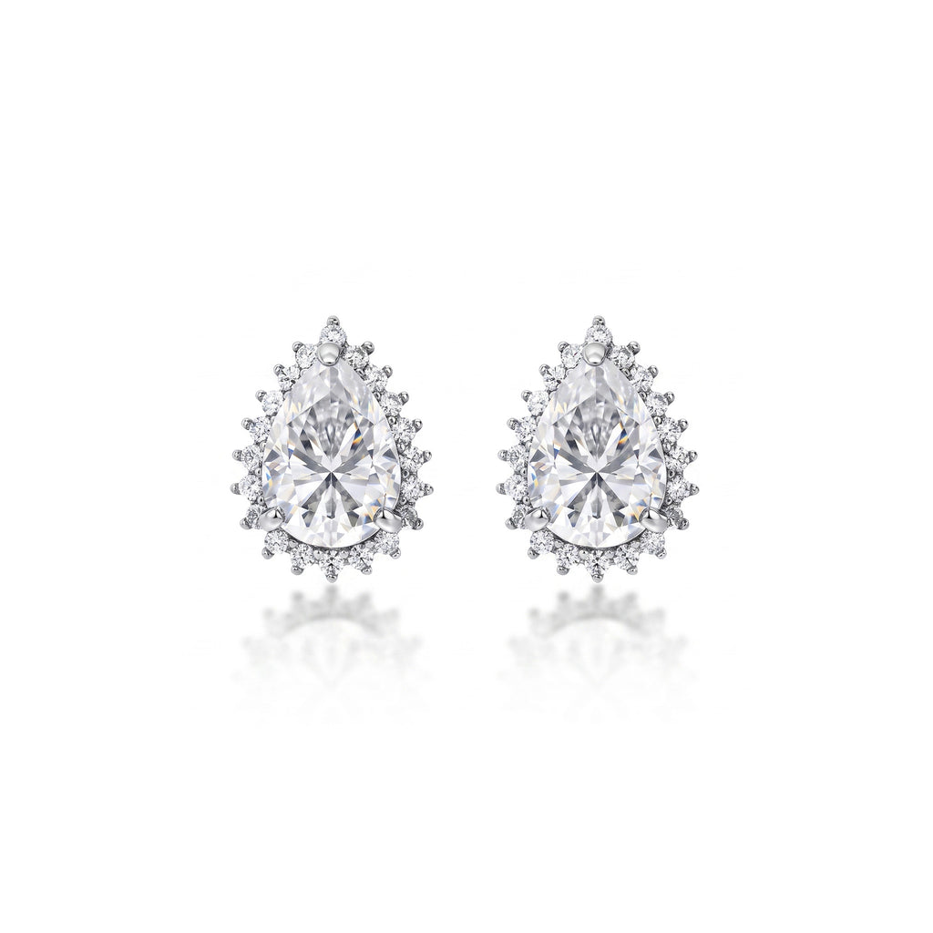 Brinco Gota de Moissanita com Moldura  7x9mm - 4.36ct