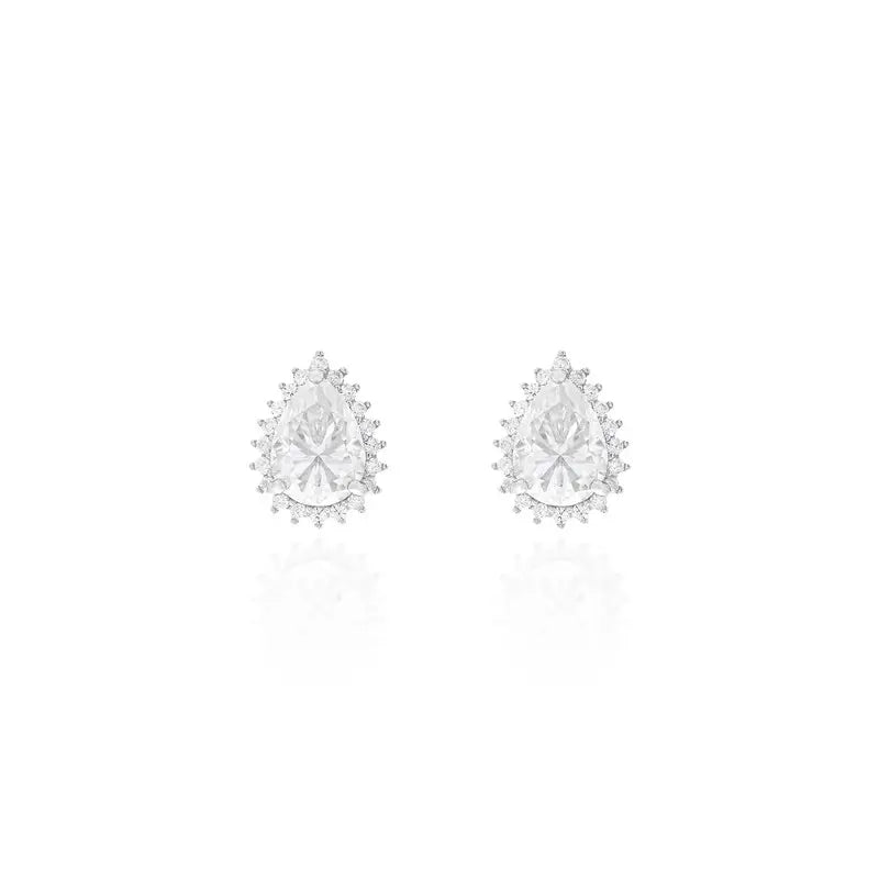 Brinco Gota de Moissanita com Moldura  7x9mm - 4.36ct