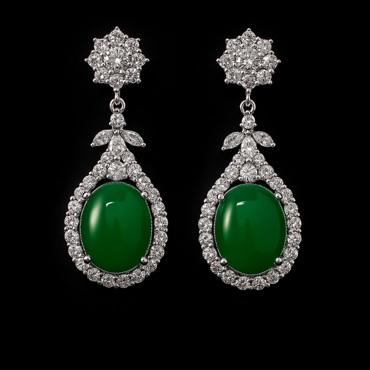 Brinco Esmeralda Cabochon