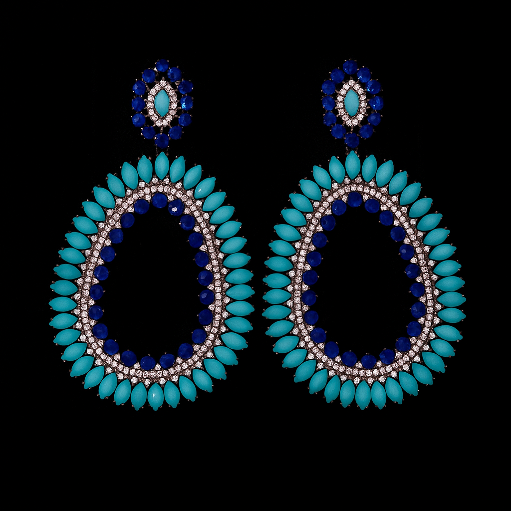 Brinco em Turquesas e Safiras