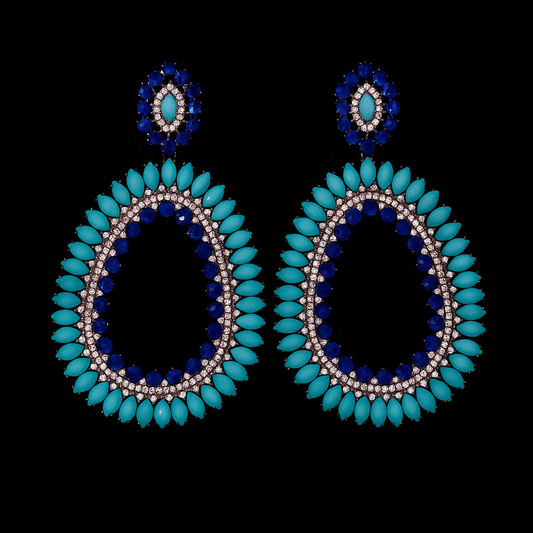 Brinco em Turquesas e Safiras