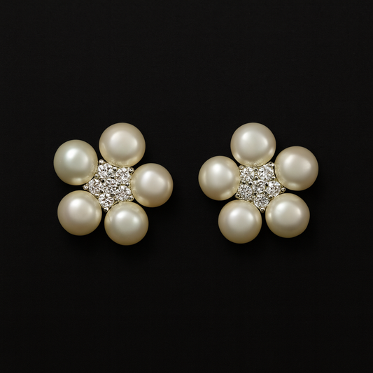 Brinco Rosetinha de Zircônias e Pérolas