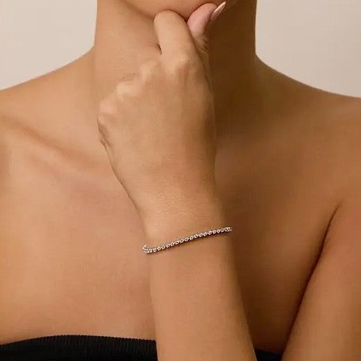 Pulseira Riviera 2mm 3 Garras Banho de Ouro