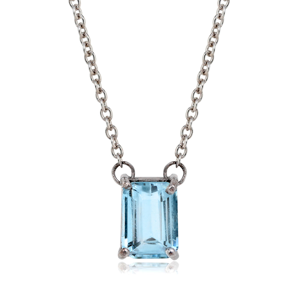 Colar Topázio Azul Natural  Retangular 1,53ct