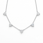 Colar Choker 5 Corações Moissanita 1,50ct