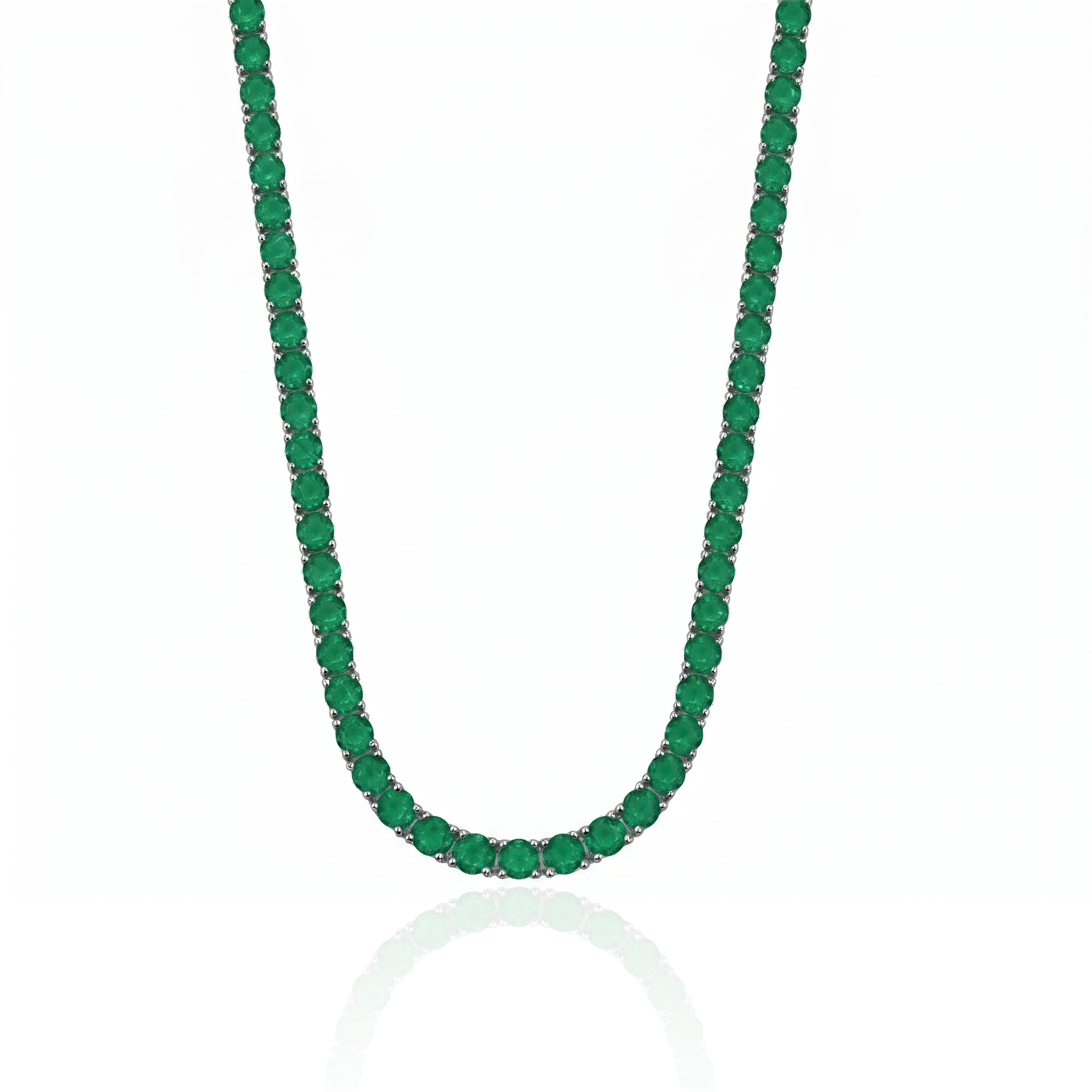 Colar Riviera 3mm 4 Garras Esmeralda Fusion