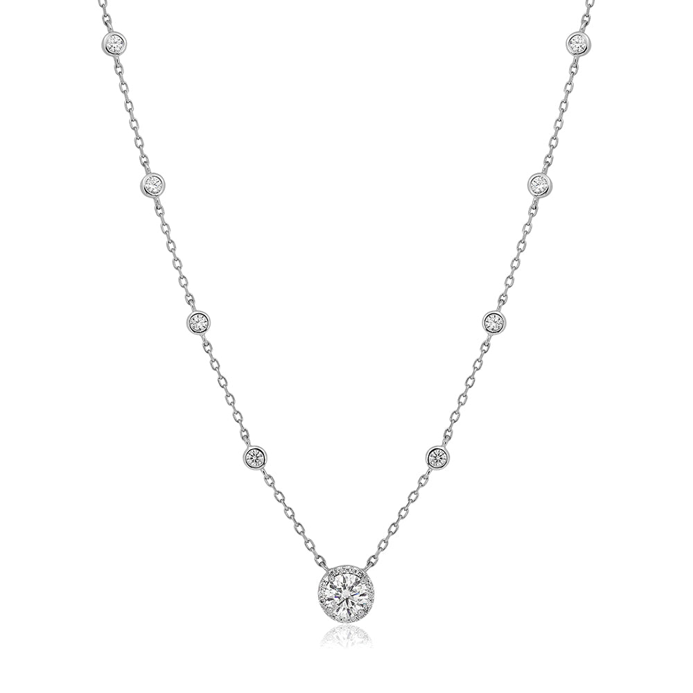 Colar solitário com Moldura de Moissanitas 0,95ct