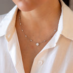 Colar solitário com Moldura de Moissanitas 0,95ct