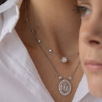 Colar solitário com Moldura de Moissanitas 0,95ct