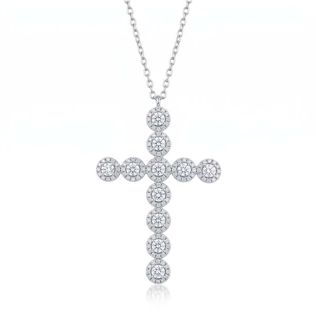 Colar Cruz Moissanitas com Molduras - 1.48ct