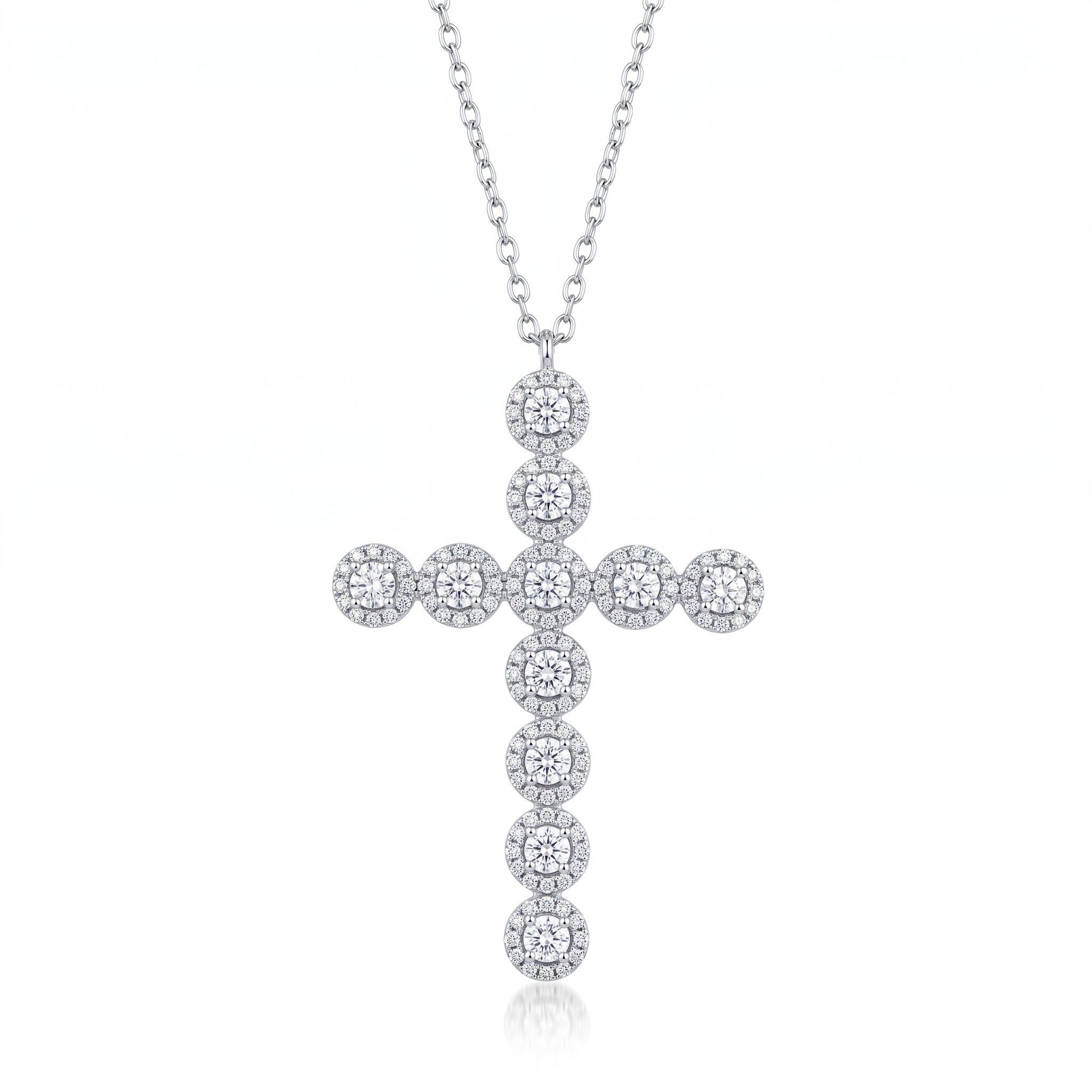 Colar Cruz Moissanitas com Molduras - 1.48ct