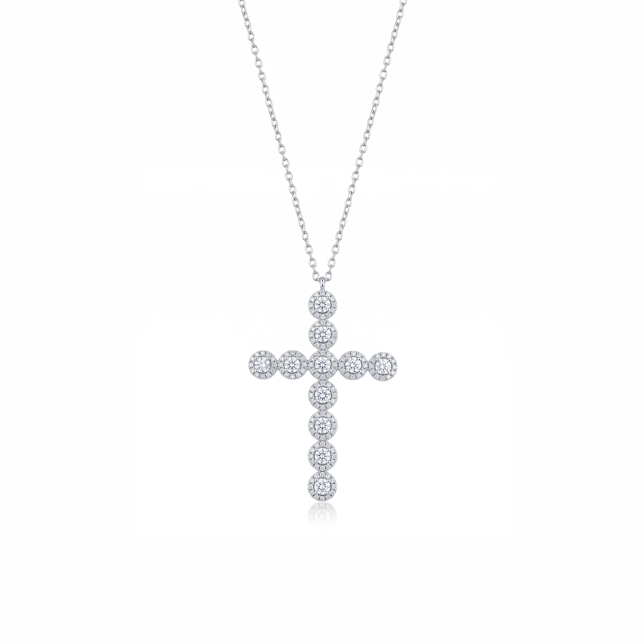 Colar Cruz Moissanitas com Molduras - 1.48ct