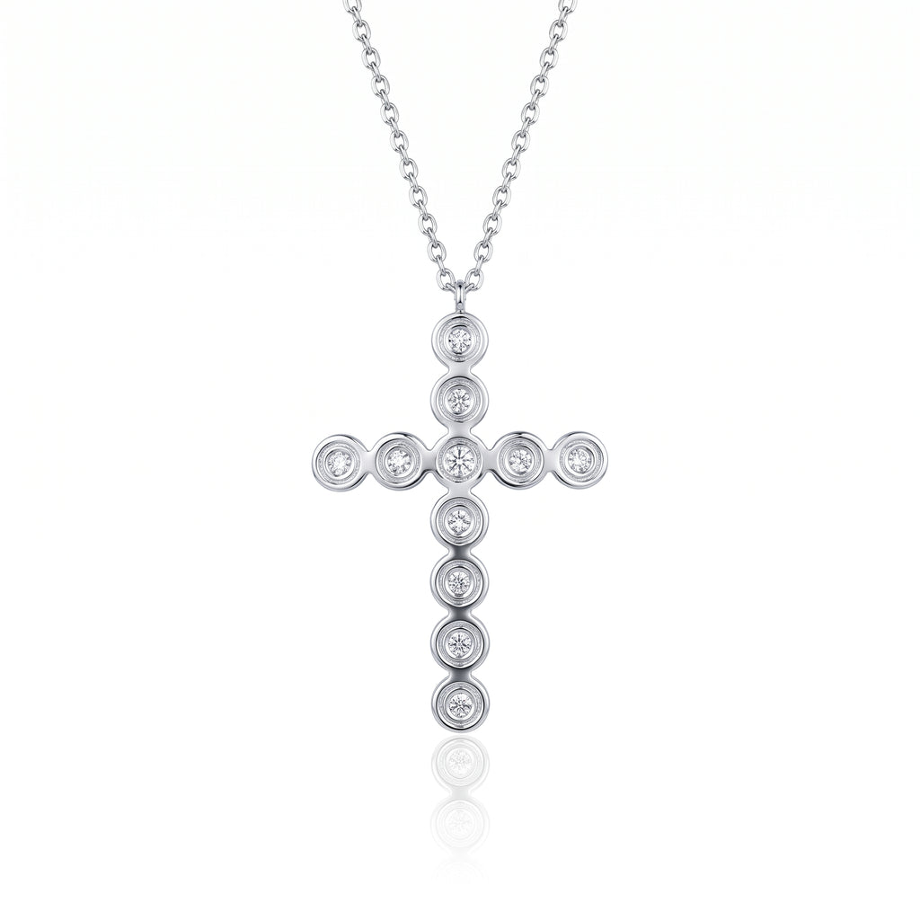 Colar Cruz Moissanitas com Molduras - 1.48ct