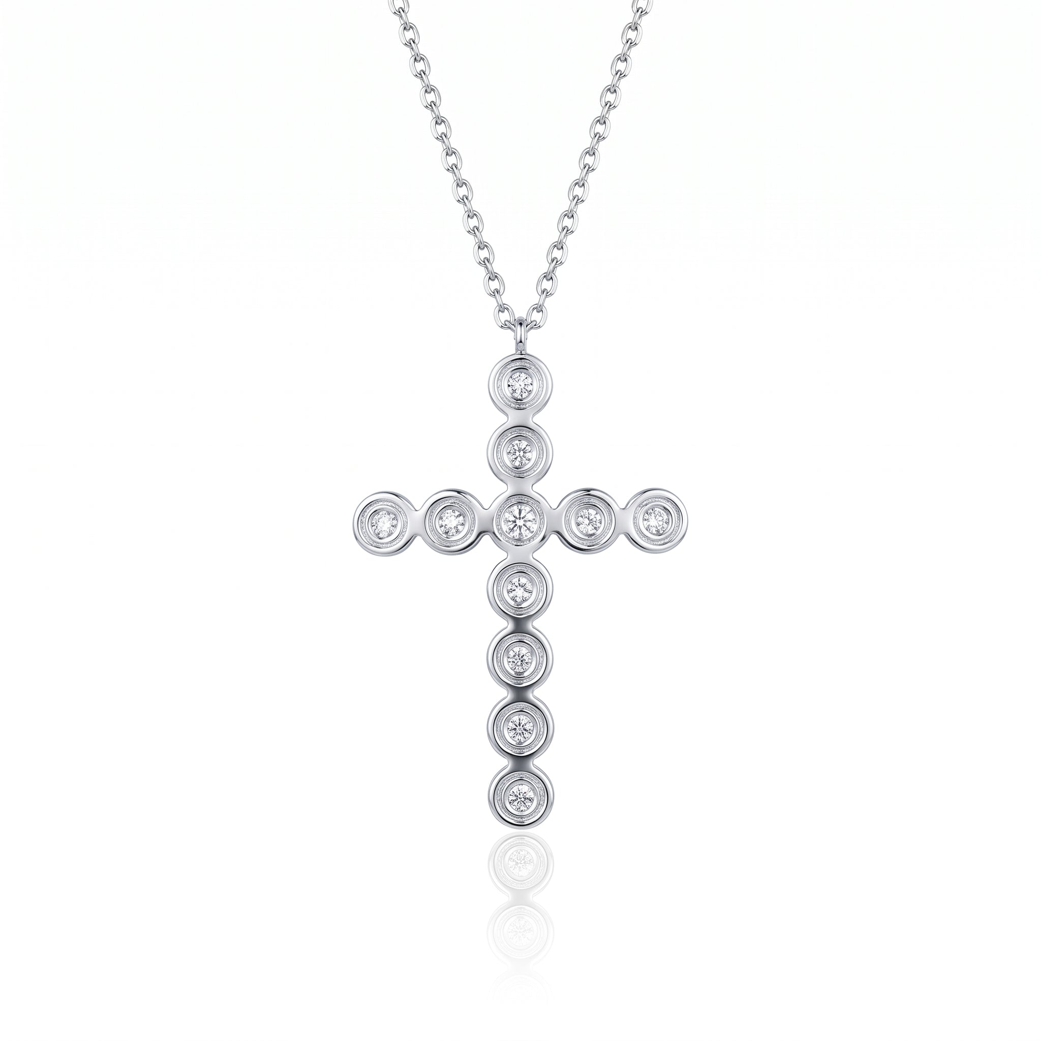 Colar Cruz Moissanitas com Molduras - 1.48ct