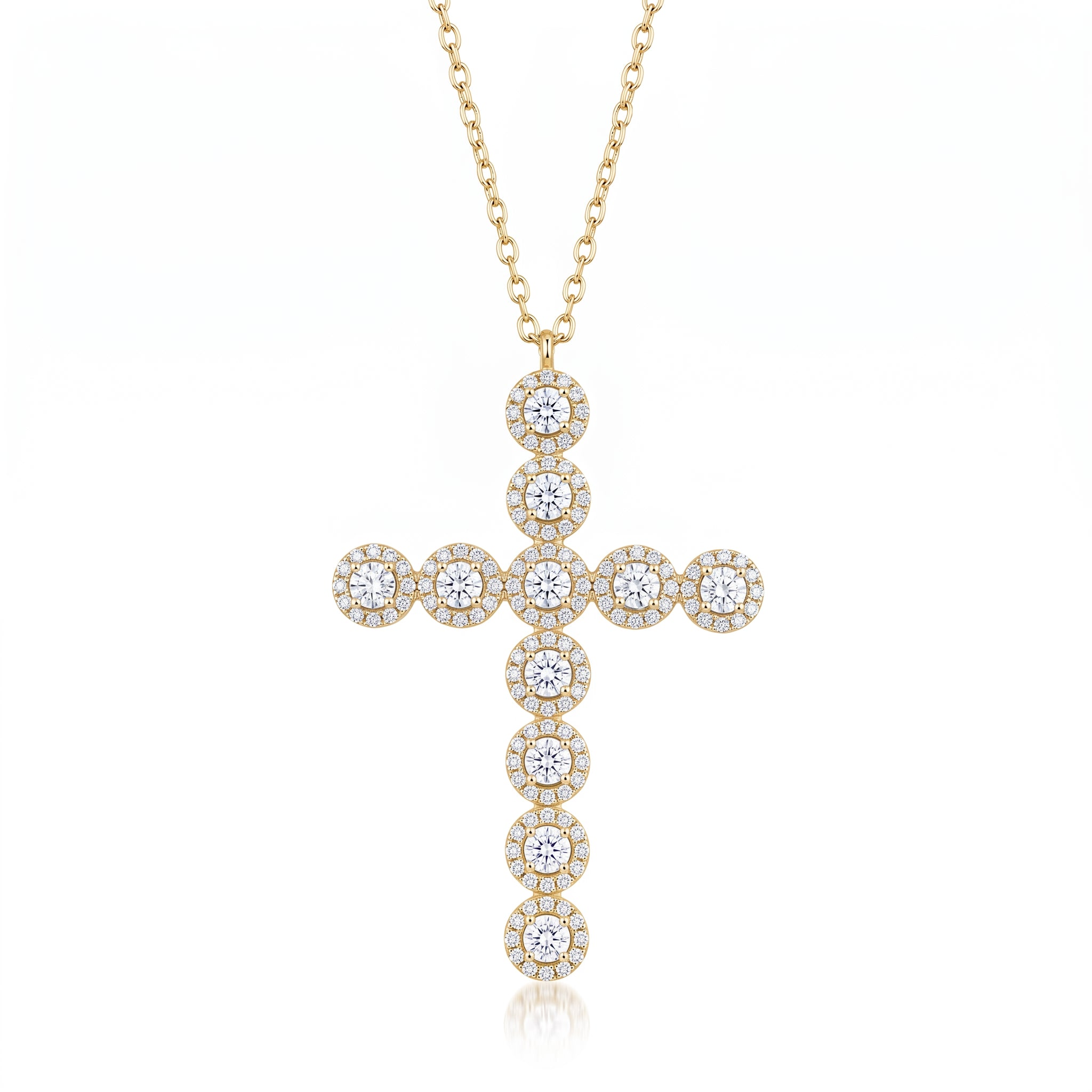 Colar Cruz Moissanitas com Molduras - 1.48ct