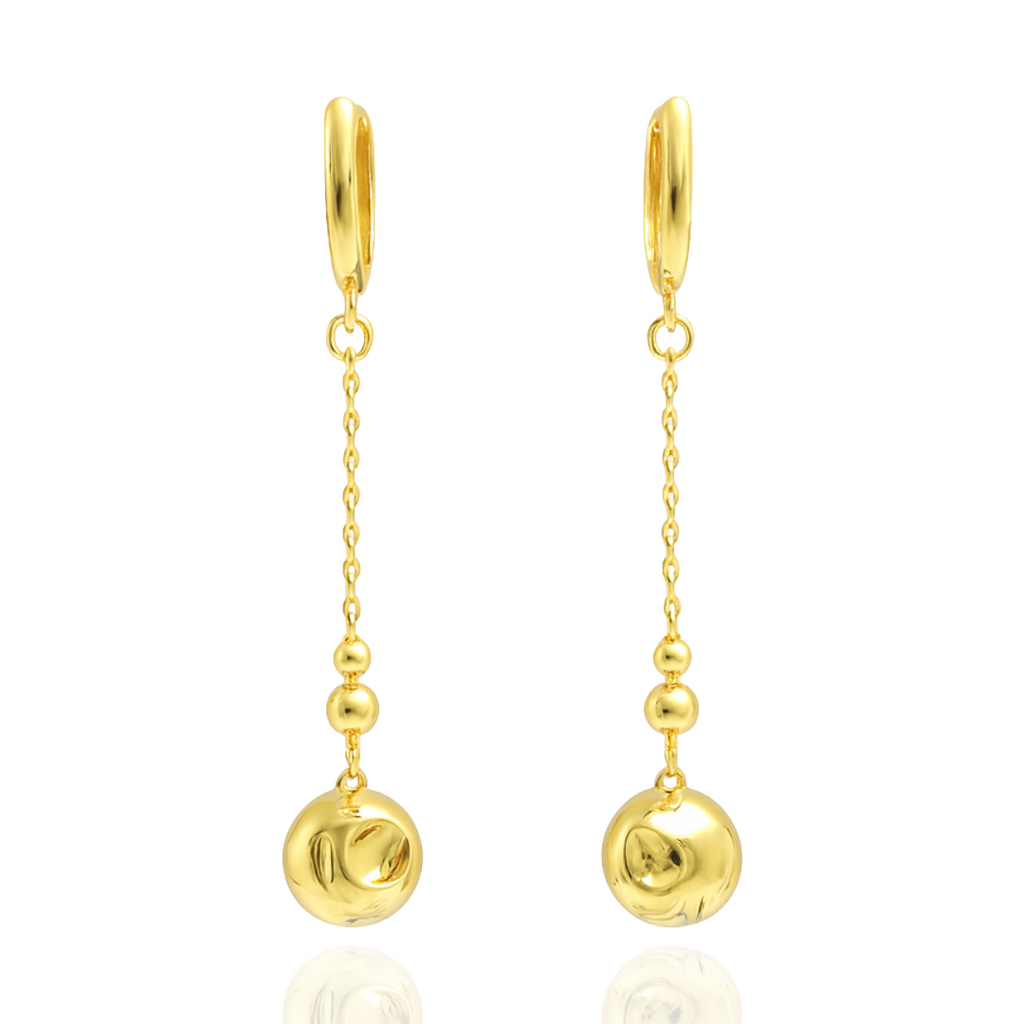 Brinco Argola com Bolinha Penduradas 12mm