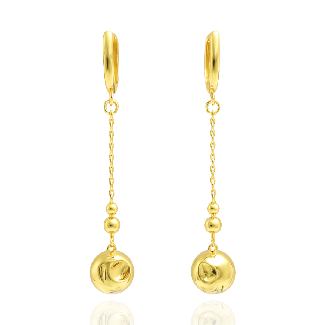 Brinco Argola com Bolinha Penduradas 12mm