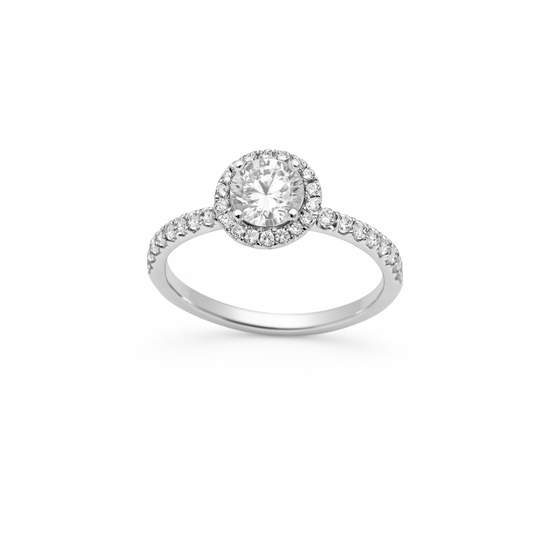 Aliança Solitário Moissanita 6,5mm com Moldura