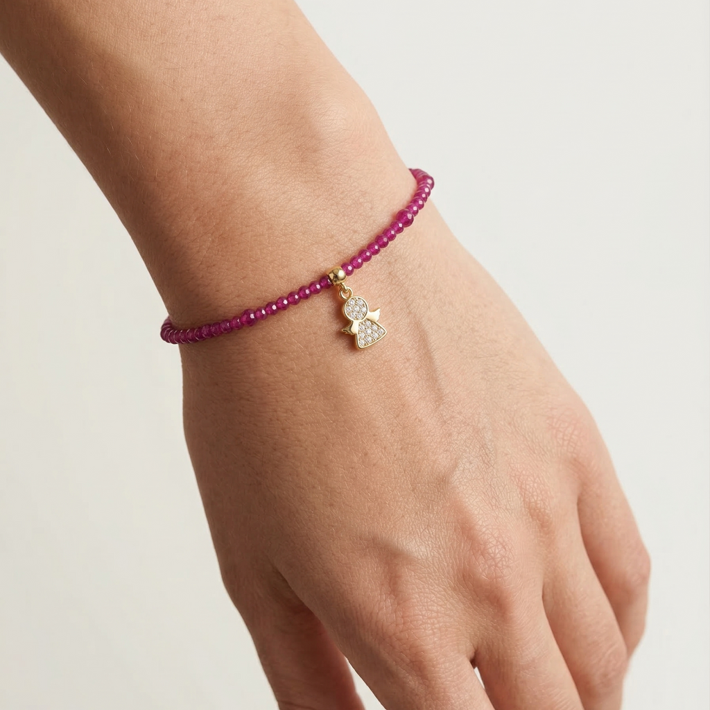Pulseira Fio de Rubi com Anjinho