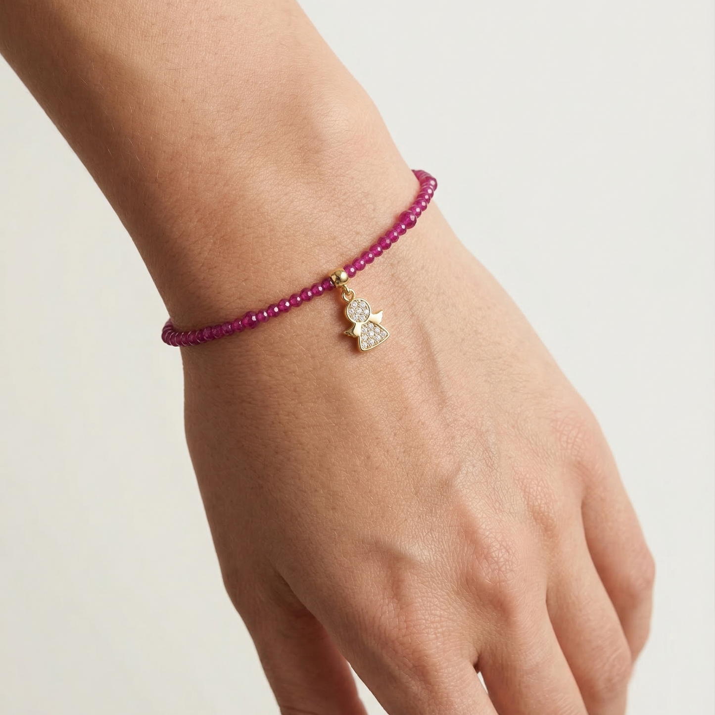 Pulseira Fio de Rubi com Anjinho