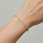Pulseira Riviera 2mm 3 Garras Banho de Ouro
