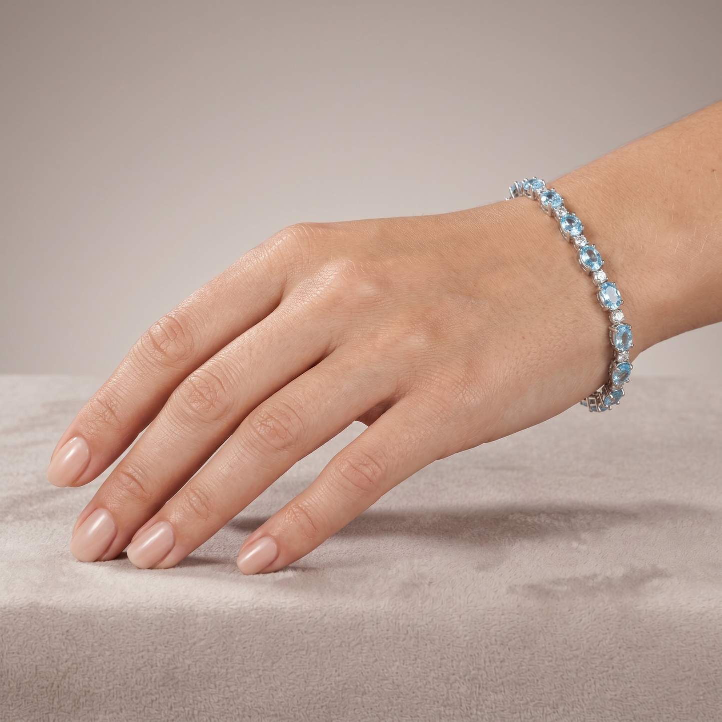 Pulseira Água Marinha e Zircônias