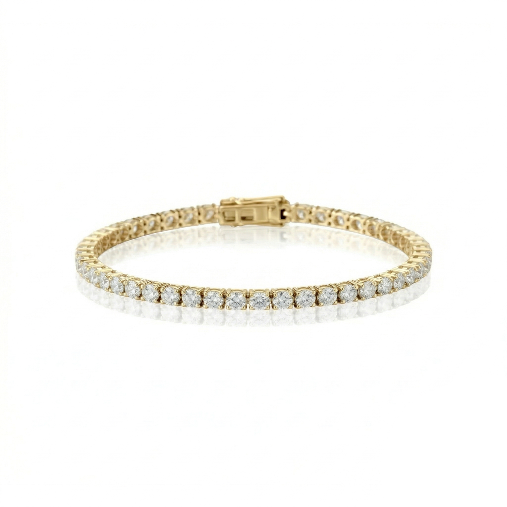 Pulseira Riviera 2mm 4 Garras Ouro