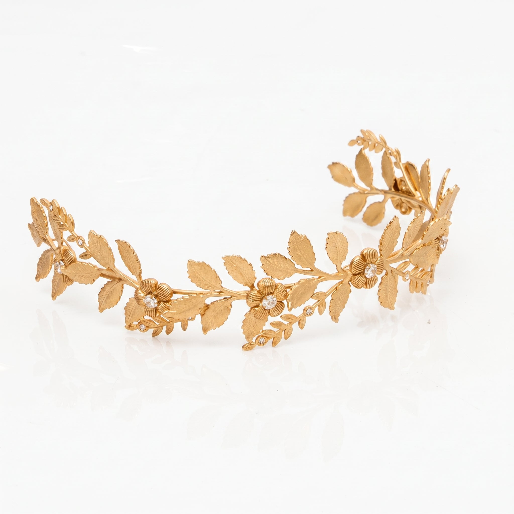 Tiara Folhas Banho Ouro