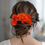 Pente Trio de Orquídeas Coral