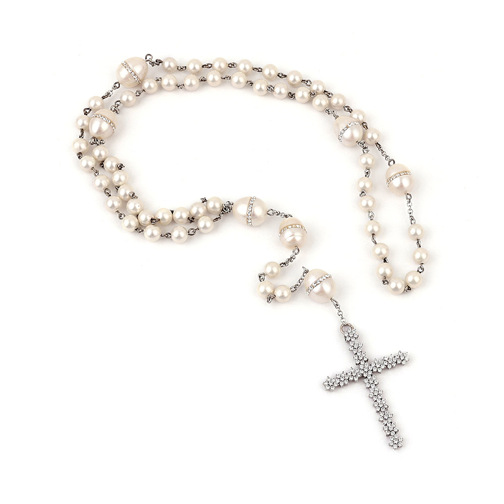 Terço Cruz Gotas Central Oval Fio Duplo