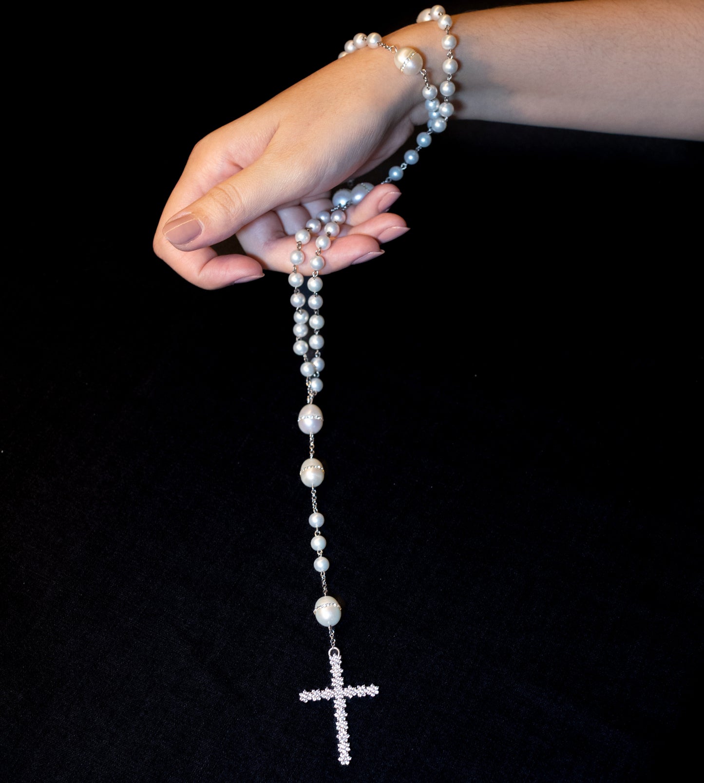 Terço Cruz Gotas Central Oval Fio Duplo