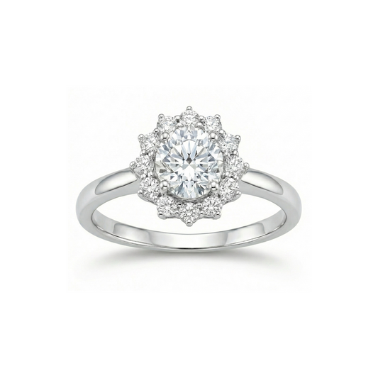 Anel Oval 8x10 com Moldura Moissanita