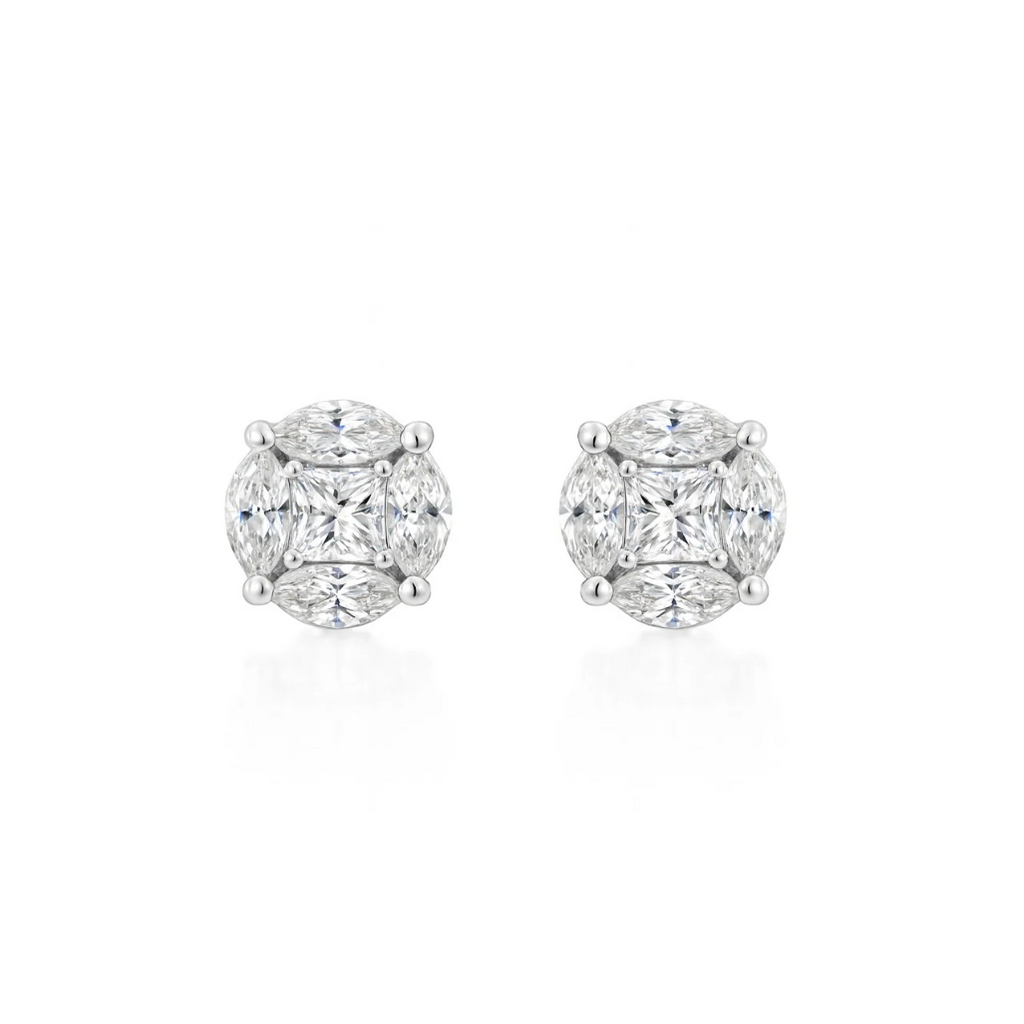 Brinco Solitário Cluster Moissanitas 3,00ct