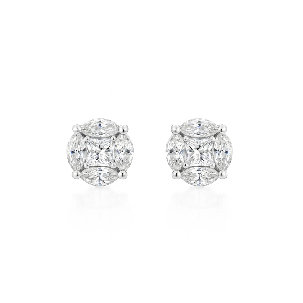 Brinco Solitário Cluster Moissanitas 3,00ct