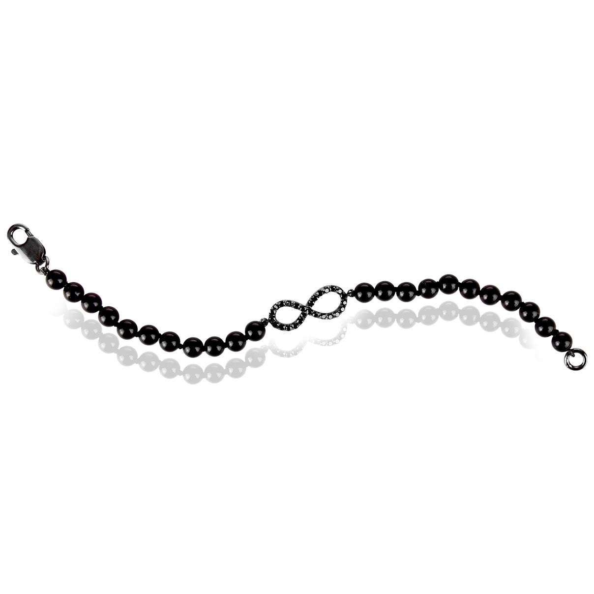 Pulseira Infinito e Esferas de Ônix Natural