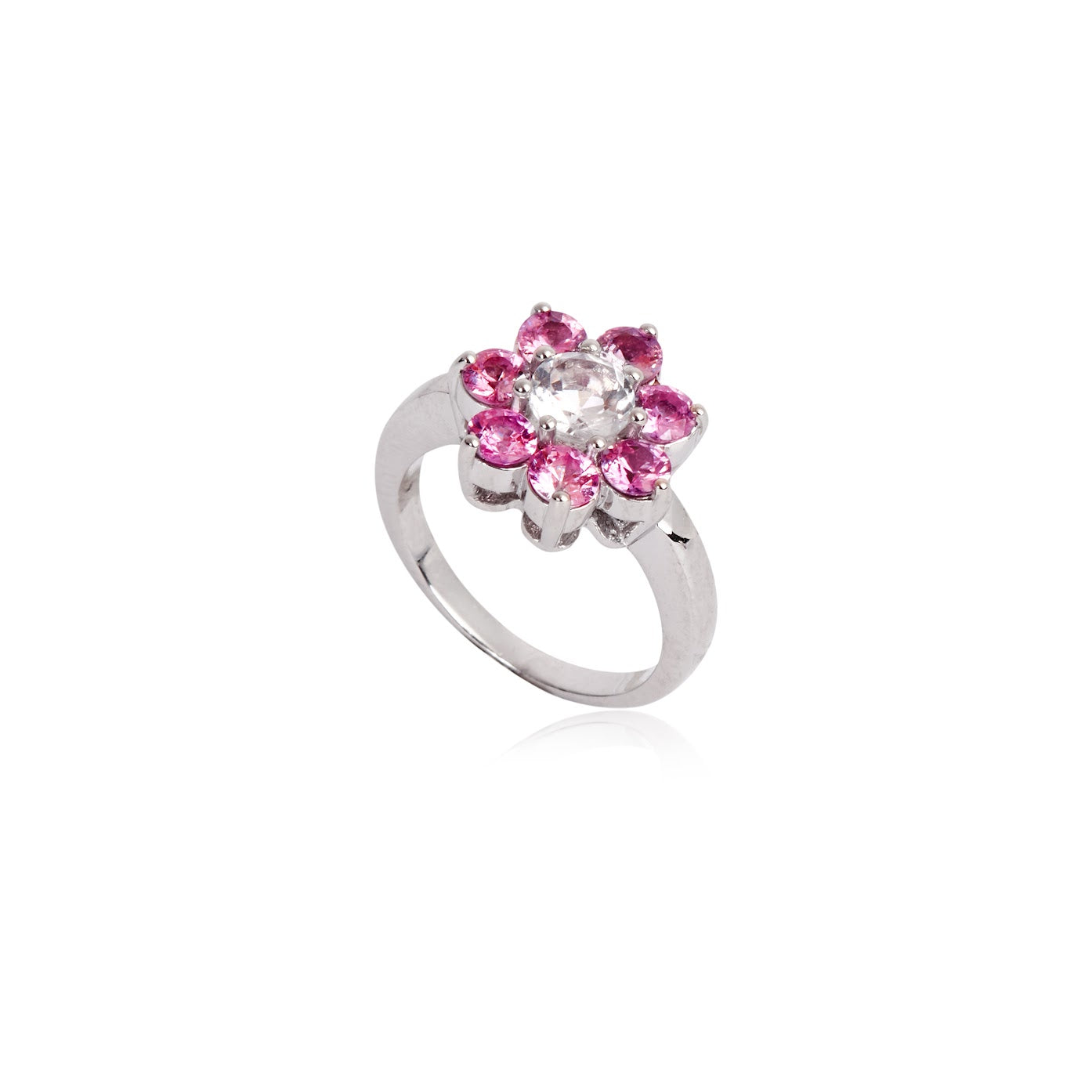 Anel Roseta Grande Safira Rosa