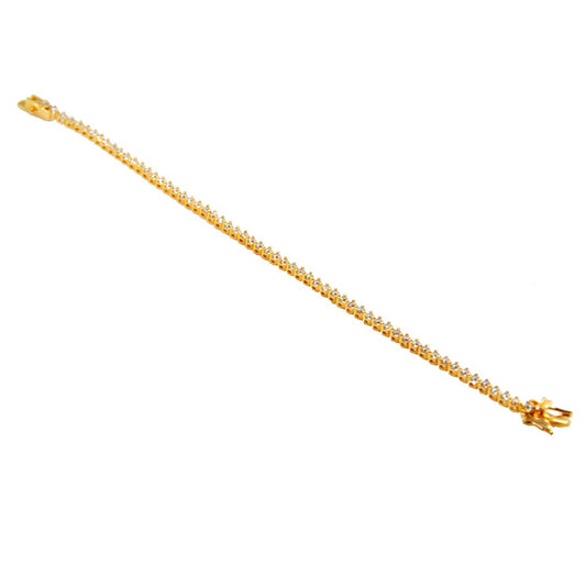 Pulseira Riviera 2mm 3 Garras Banho de Ouro