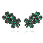 Brinco Earcuff Flores Pavê Zircônia Verde