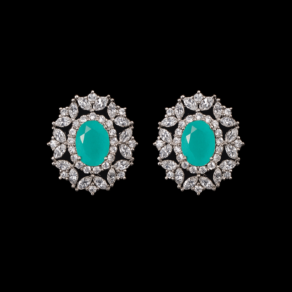 Brinco Turquesa Fusion com Moldura de Zircônias