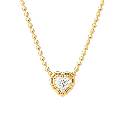 Colar Coração Moissanita 4mm