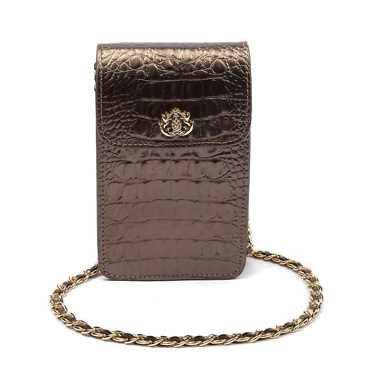 Phone Pouch com Tampa em Couro
