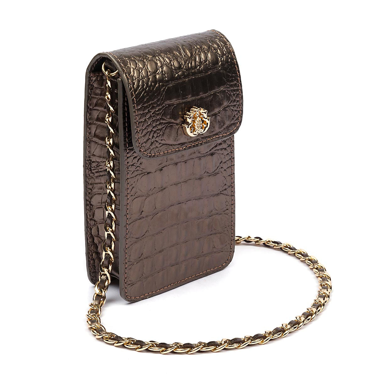 Phone Pouch com Tampa em Couro