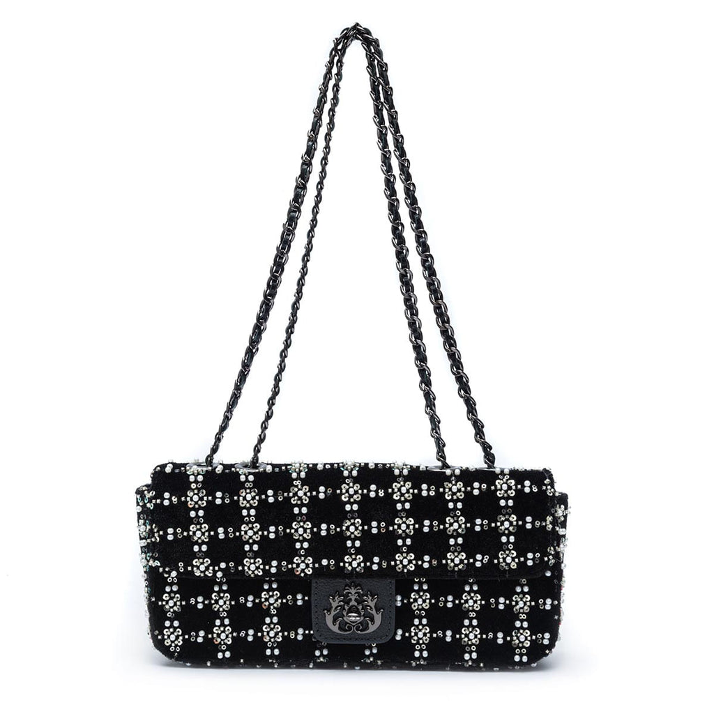 Bolsa Anne Alongada Bordada em Paetês
