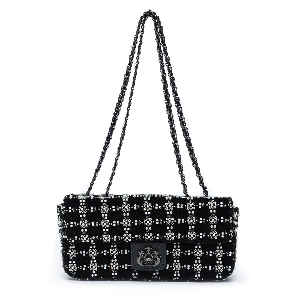 Bolsa Anne Alongada Bordada em Paetês