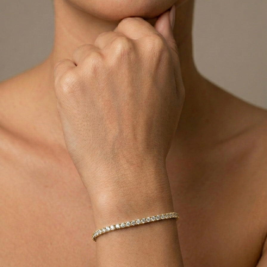 Pulseira Riviera 2mm 4 Garras Ouro