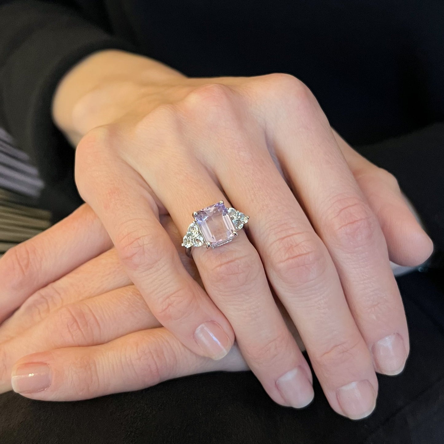 Anel Petra Ametista Rosa Natural