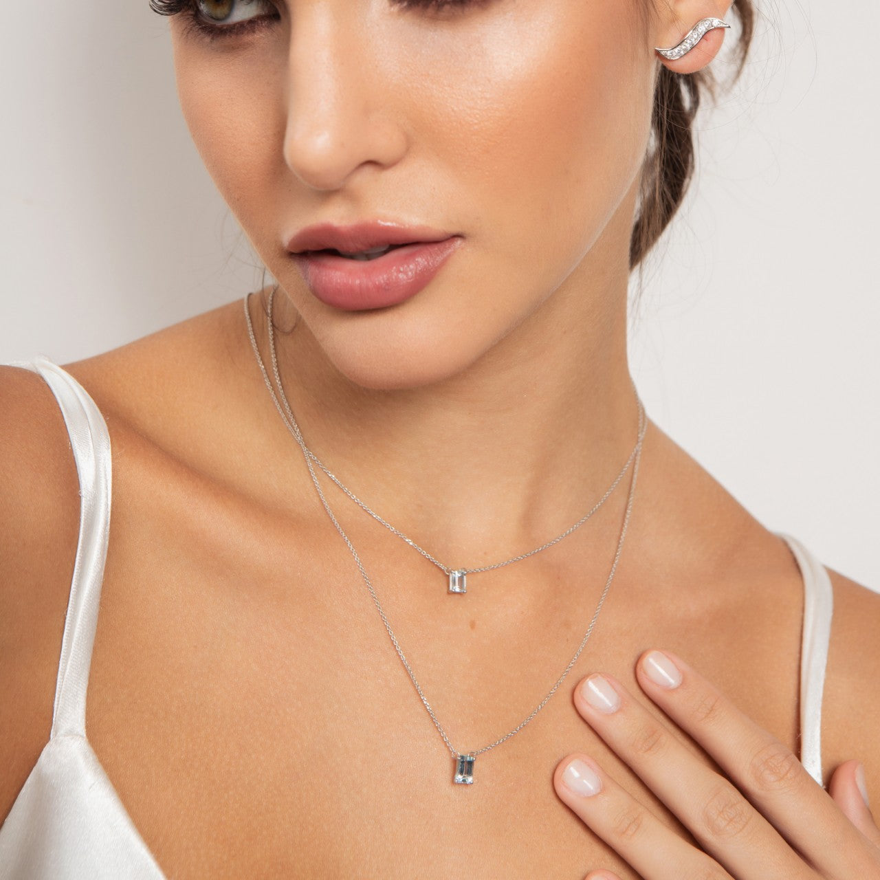 Colar Topázio Azul Natural Baguete 1,43ct