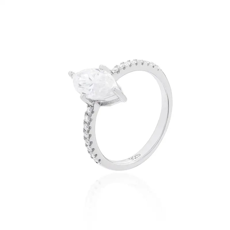 Aliança Solitário Moissanita Navete 12x6mm - 2.14ct