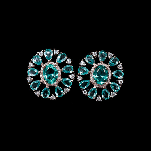 Brinco Oval em Águas Marinhas