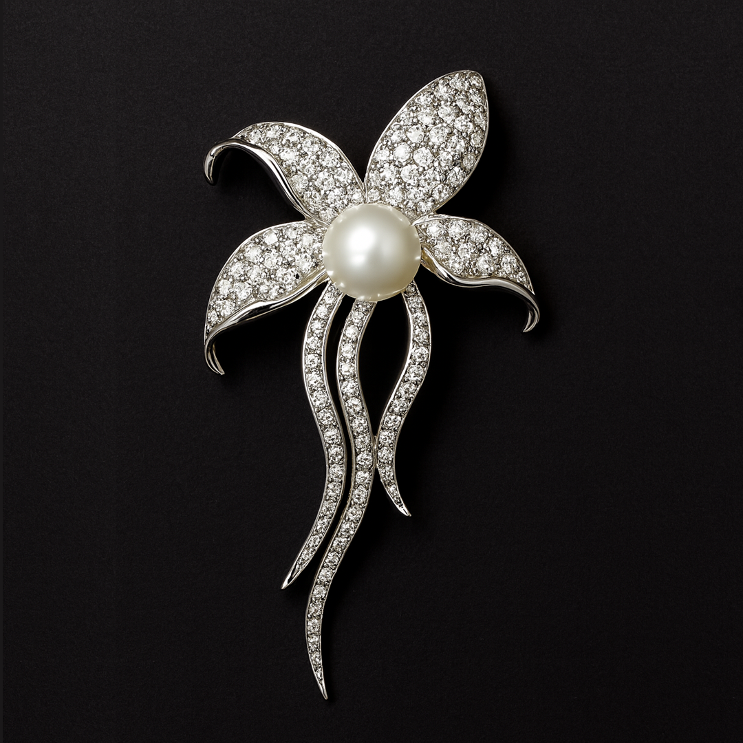 Broche Flor com Pérola